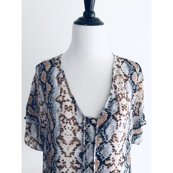 Carmen Marc Valvo | Snakeskin Print Top Womens SM Dolman Cold Shoulder Pullover - Picture 5 of 10